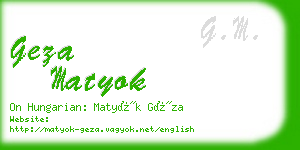 geza matyok business card